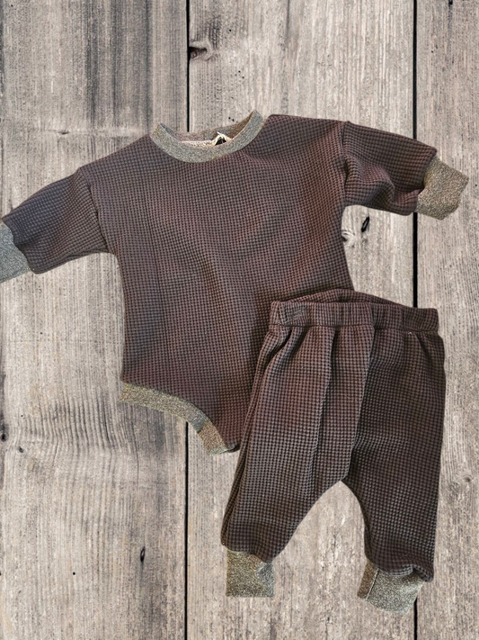0-3m Sweater Romper + Harem Pants