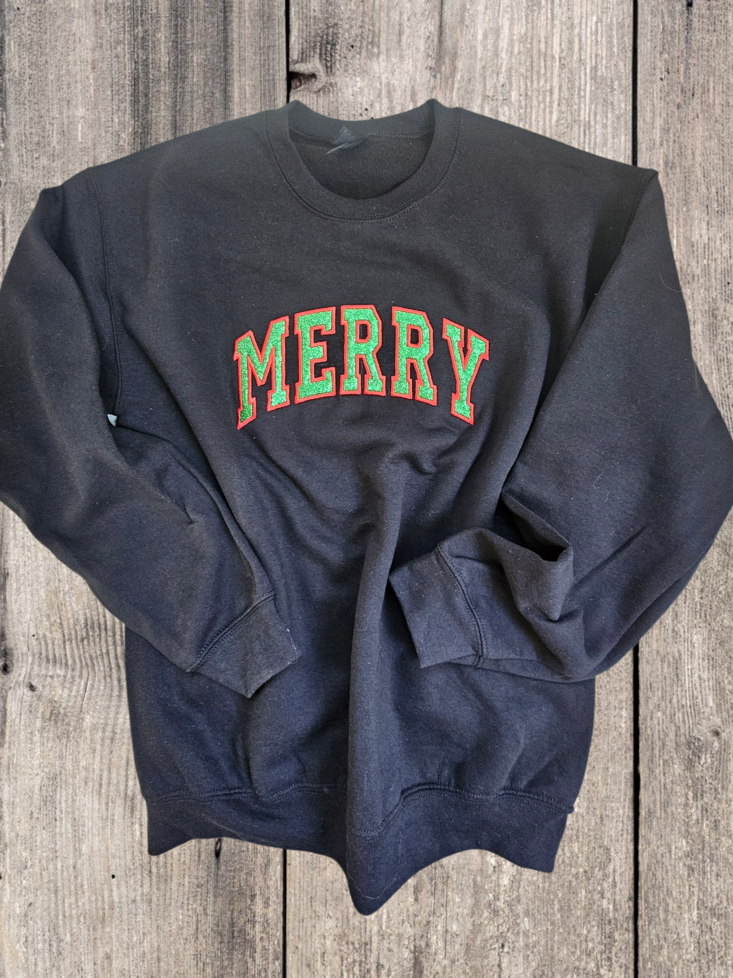 Glitter Merry Embroidery Crewneck