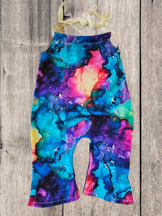 Rainbow Dye Flare Romper