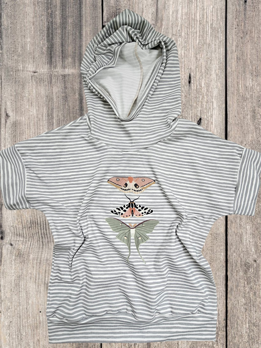 Striped Moths Oversized Hooded TShirt